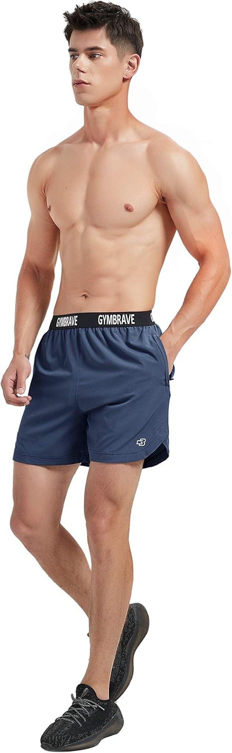 Men'S 5 Inches Athletic Running Shorts Lightweight Quick Dry Workout Training Short with Zip Pockets