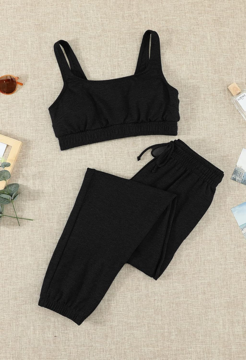 Women Sweatsuits Bra and Sweatpants Set 2 Pieces Jogger Tracksuit