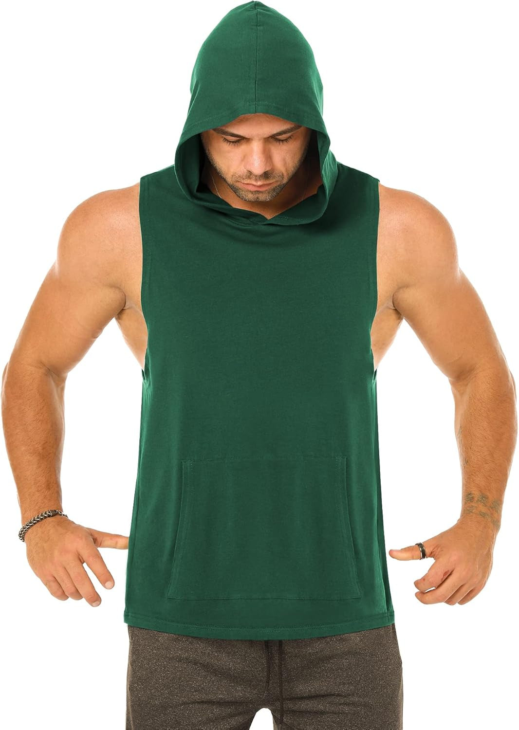 Mens Sleeveless Stretchy Sports Hooded Tank Tops Casual Muscle T Shirts Cool Summer Bodybuilding Workout Gym Hoodies