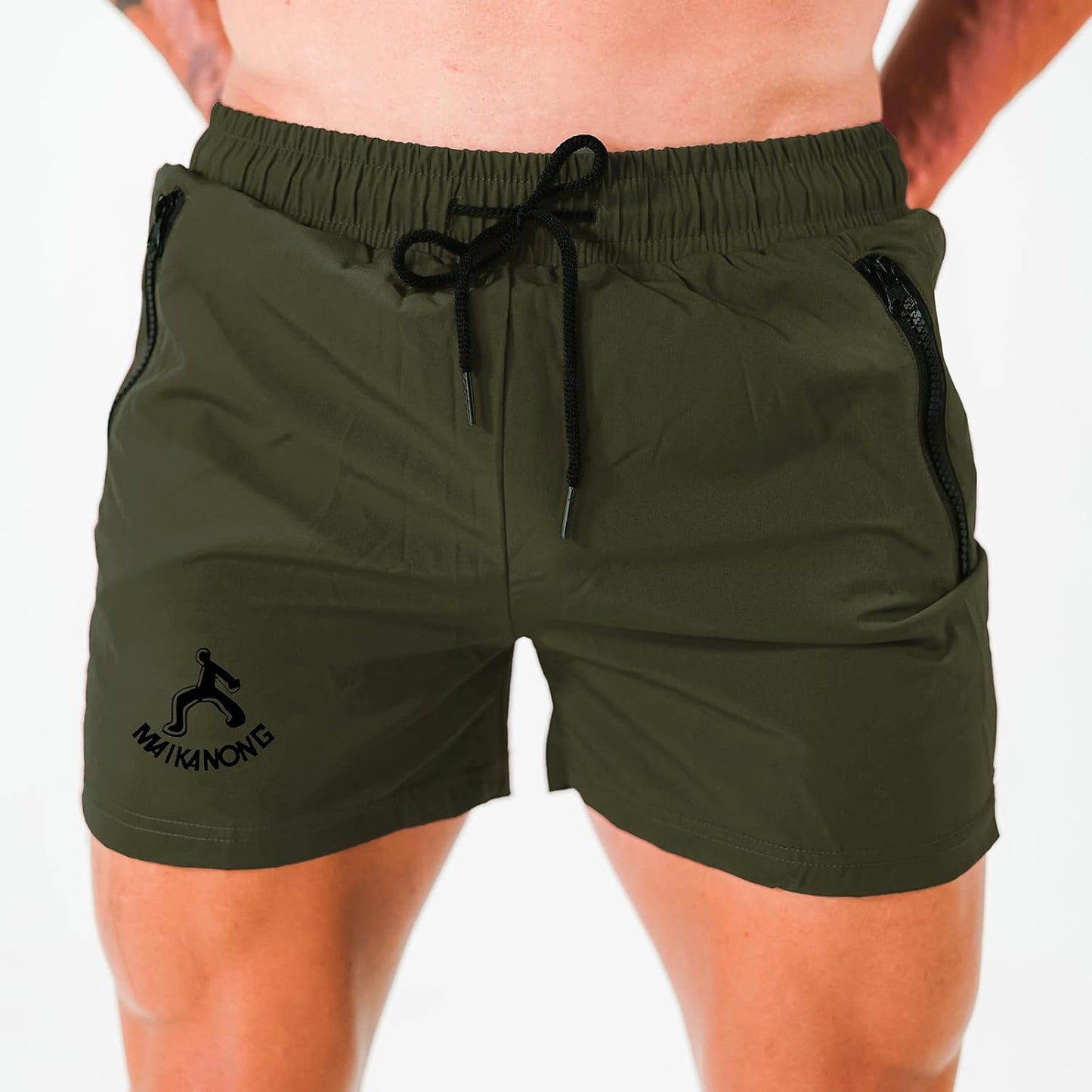 Mens Workout Gym Shorts Quick Dry Running Shorts with Liner Training Athletic Shorts with Zipper Pockets