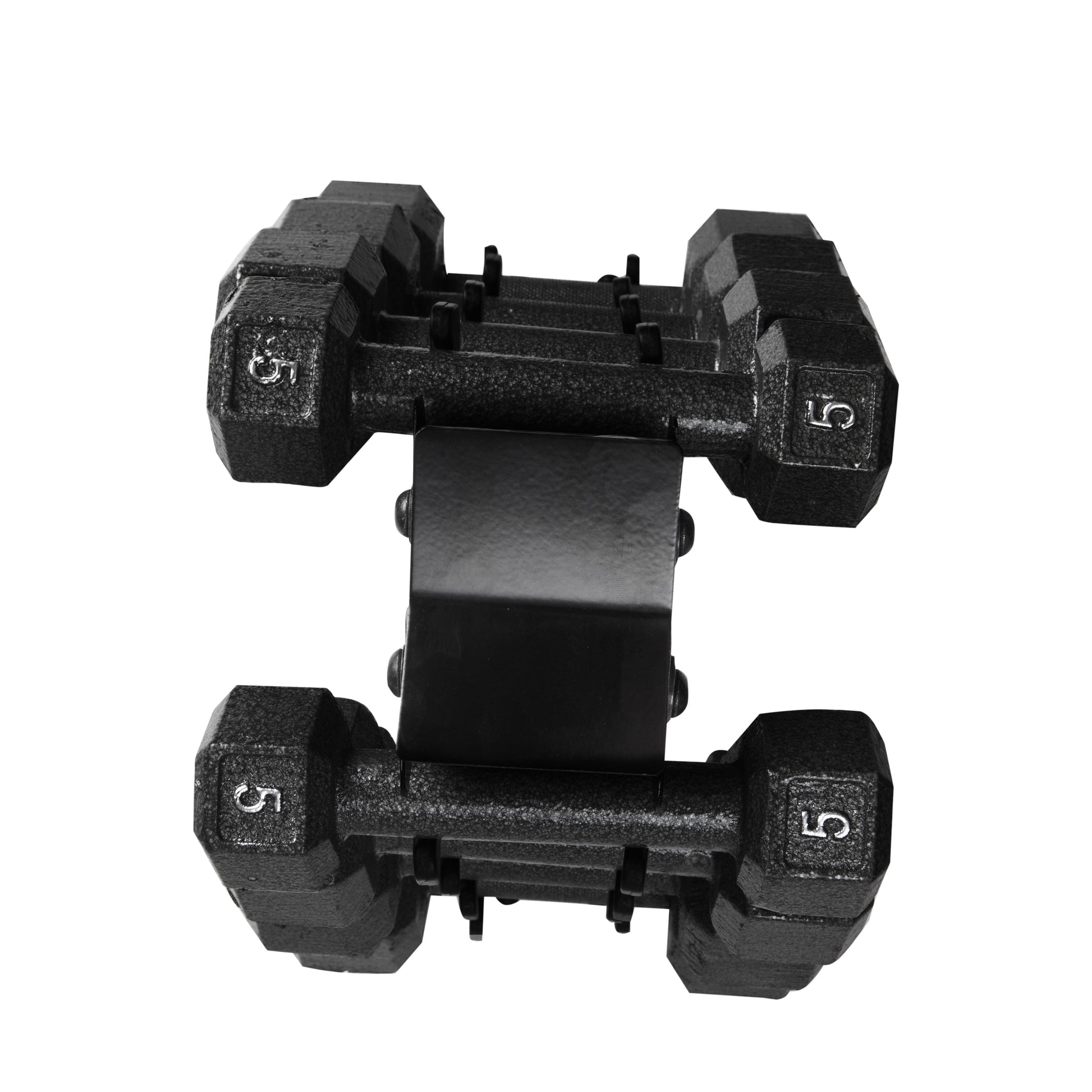 Barbell 100 Lb Cast Iron Hex Dumbbell Weight Set with Rack, Black