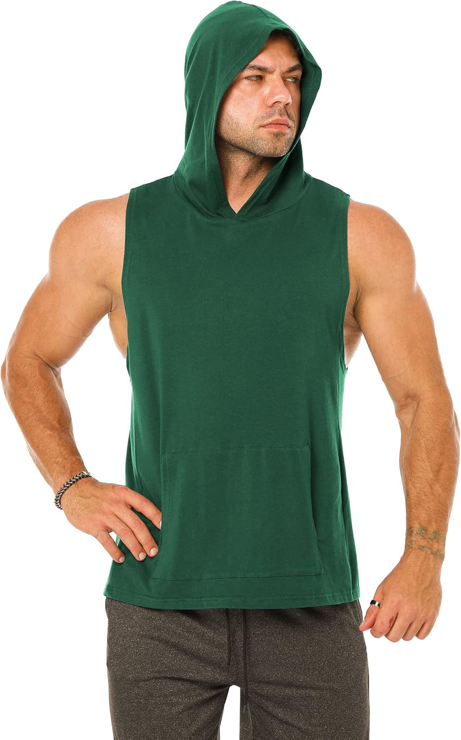 Mens Sleeveless Stretchy Sports Hooded Tank Tops Casual Muscle T Shirts Cool Summer Bodybuilding Workout Gym Hoodies