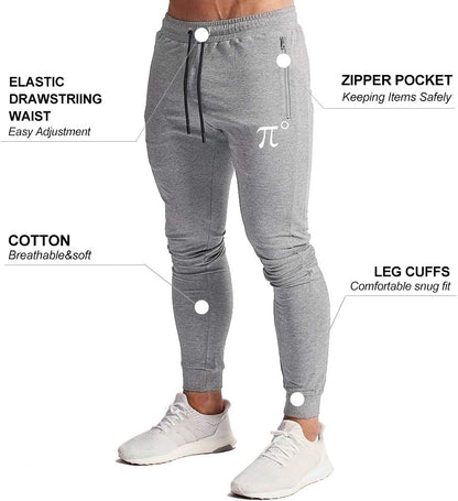 Men'S Joggers Sweatpants Gym Training Workout Pants Slim Fit with Zipper Pockets