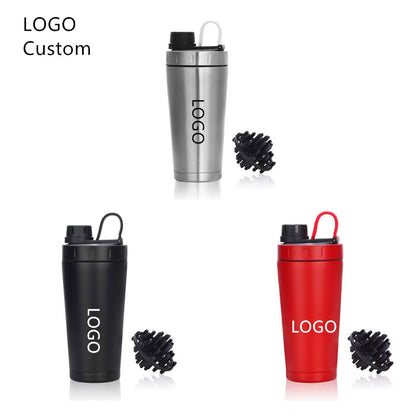 Customized Protein Shaker Bottle Stainless Steel Water Cup Double Wall Vacuum Insulated Bottle Leak Proof Sport Drinkware 20Oz