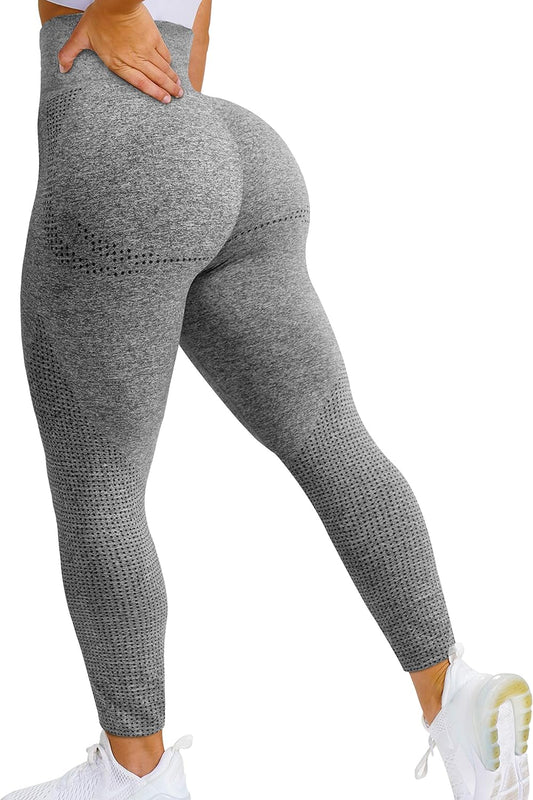 Women'S Seamless Leggings High Waist Gym Running Vital Yoga Pants Butt Lift Workout Tights Tummy Control Grey XL