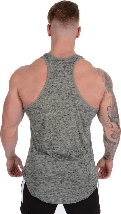 Stringer Tank Tops for Men | Workout Muscle Y Back | Gym Bodybuilding Clothing | 302 (Sage Black, Medium)