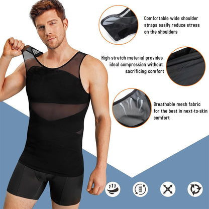 Men'S Compression Shirt for Body Shaper Slimming Vest Tight Tummy Underwear Tank Top