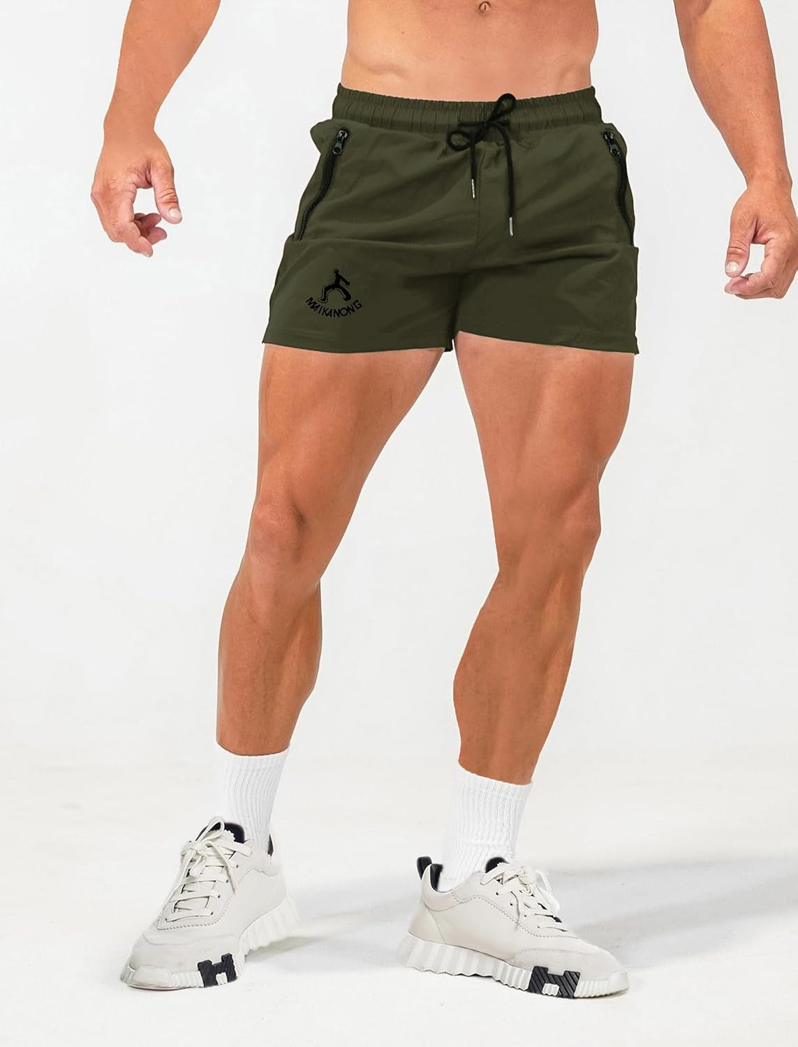 Mens Workout Gym Shorts Quick Dry Running Shorts with Liner Training Athletic Shorts with Zipper Pockets