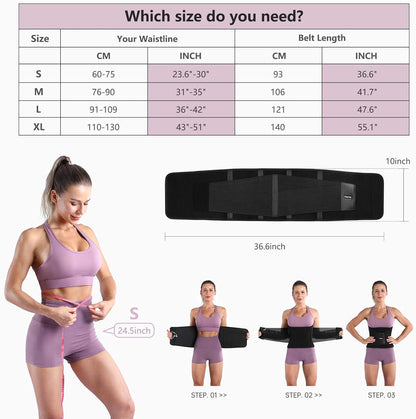 Waist Trainer Belt for Women, Adjustable Waist Trimmer Workout Waist Trainers, Sport Girdle Belt Slimming Body Shaper Belly Abs Belt Stomach Wrap Sweat Belt plus Size Sauna Tummy Control Body Shaper