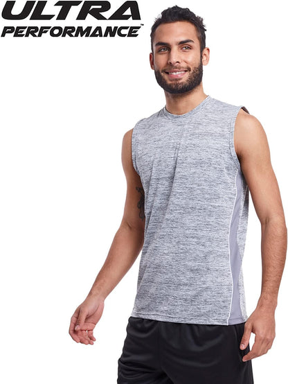 5 Pack Mens Dri Fit Sleeveless Muscle T Shirts Gym Workout Shirts for Men Pack