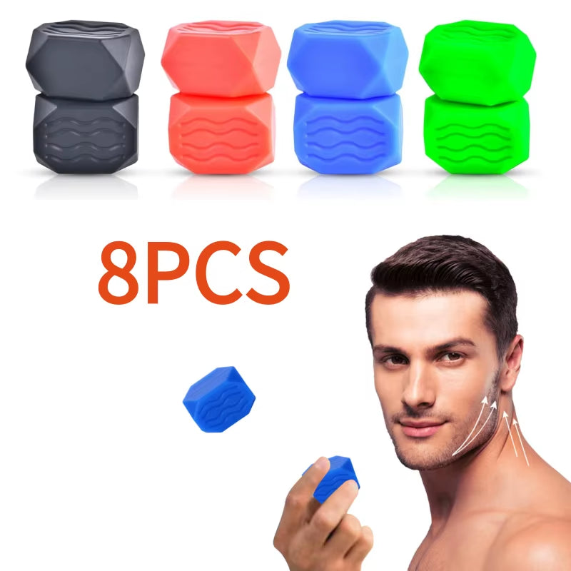 8 Pcs Jaw Exerciser for Men and Women Powerful Jaw Trainer 4 Resistance Levels Double Chin Reducer Eliminator Face Neck Shaper