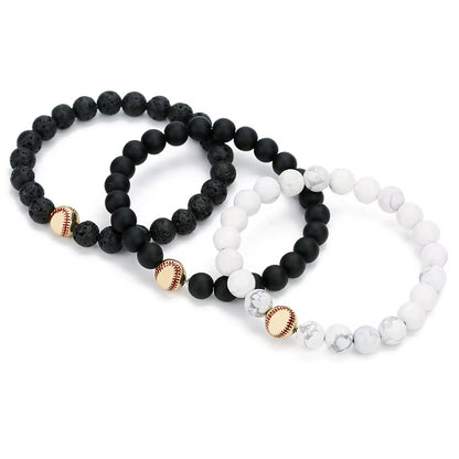 Minimalist Baseball Bracelet Unisex Natural Lava Onyx Stone Braslet Beaded Meditation Yoga Braclet Pulsera Homme Accessories