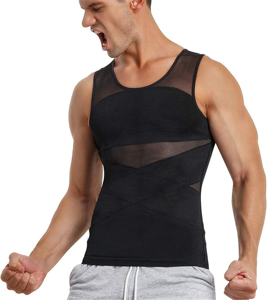 Men'S Compression Shirt for Body Shaper Slimming Vest Tight Tummy Underwear Tank Top