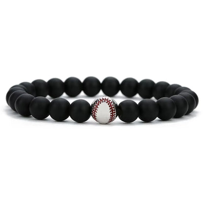 Minimalist Baseball Bracelet Unisex Natural Lava Onyx Stone Braslet Beaded Meditation Yoga Braclet Pulsera Homme Accessories