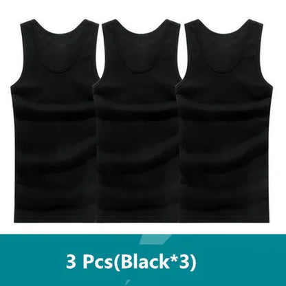 3Pcs/Lot Man'S 100% Cotton Solid Seamless Underwear Brand Clothing Mens Sleeveless Tank Vest Comfortable Undershirt Undershirts