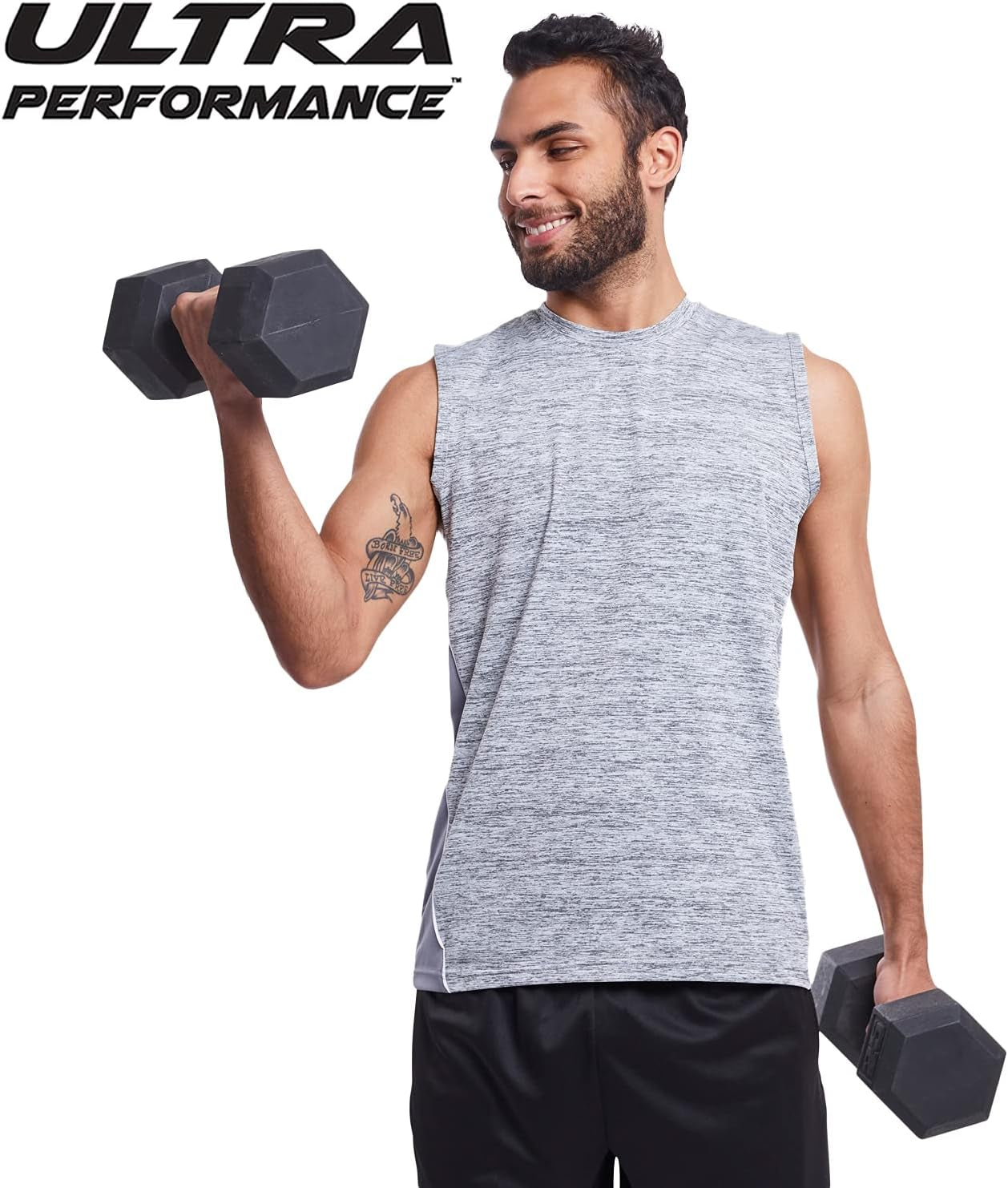 5 Pack Mens Dri Fit Sleeveless Muscle T Shirts Gym Workout Shirts for Men Pack