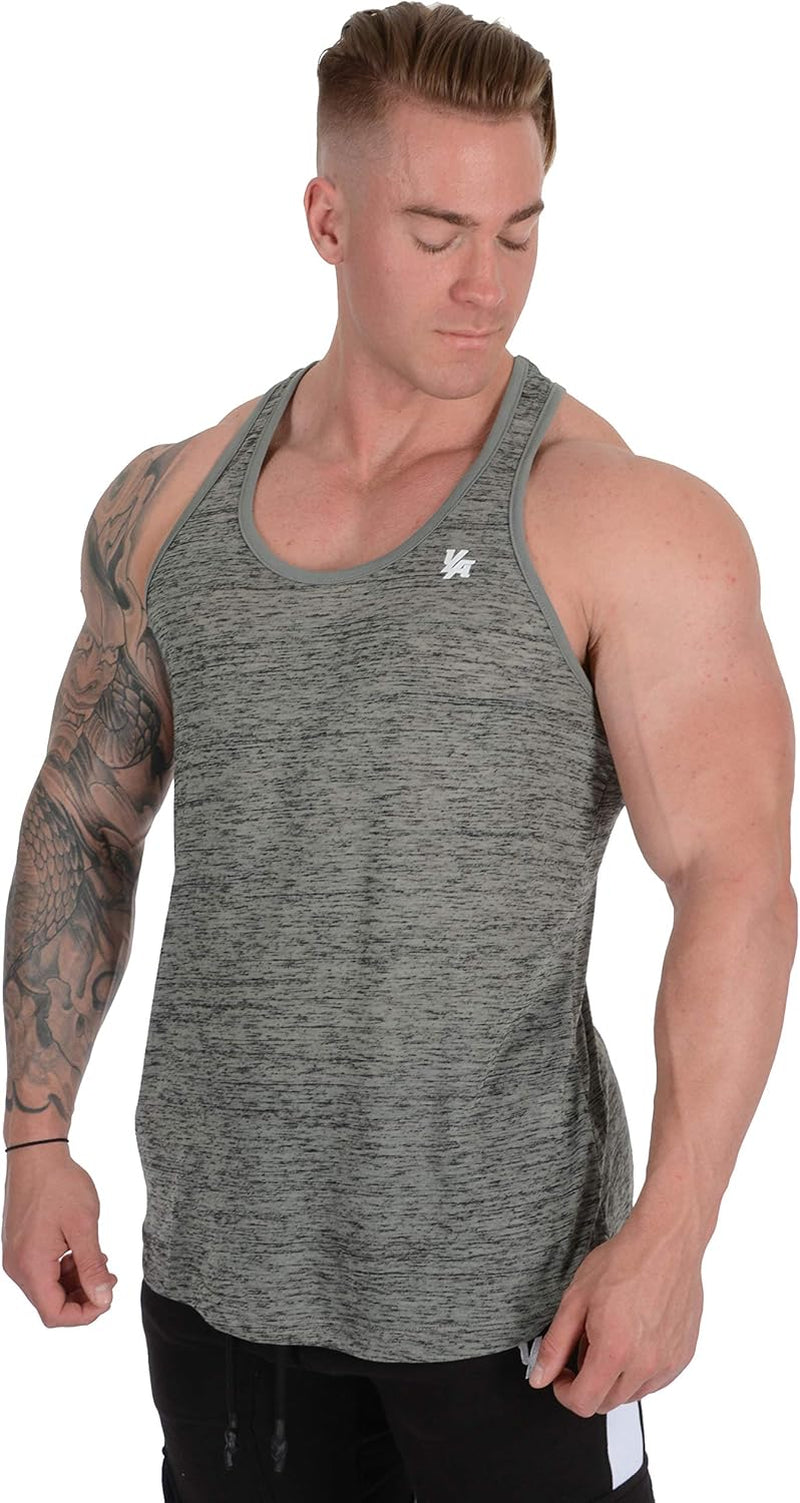 Stringer Tank Tops for Men | Workout Muscle Y Back | Gym Bodybuilding Clothing | 302 (Sage Black, Medium)