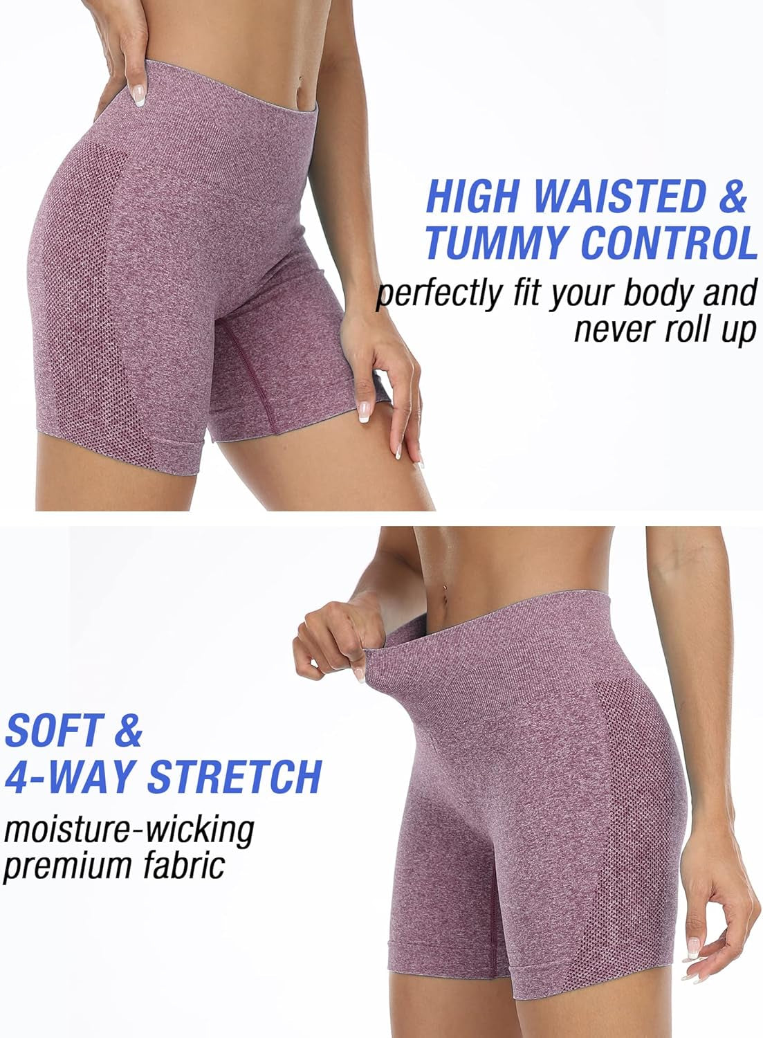 Seamless Workout Shorts Women,High Waist Spandex Gym Shorts,Tummy Control Yoga Shorts