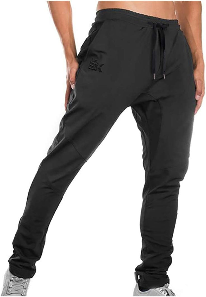 Mens Jogger Sport Pants, Casual Zipper Gym Workout Sweatpants Pockets