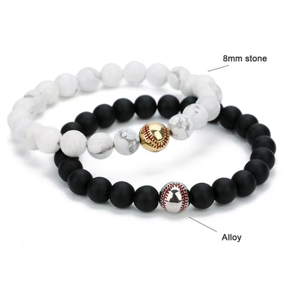 Minimalist Baseball Bracelet Unisex Natural Lava Onyx Stone Braslet Beaded Meditation Yoga Braclet Pulsera Homme Accessories