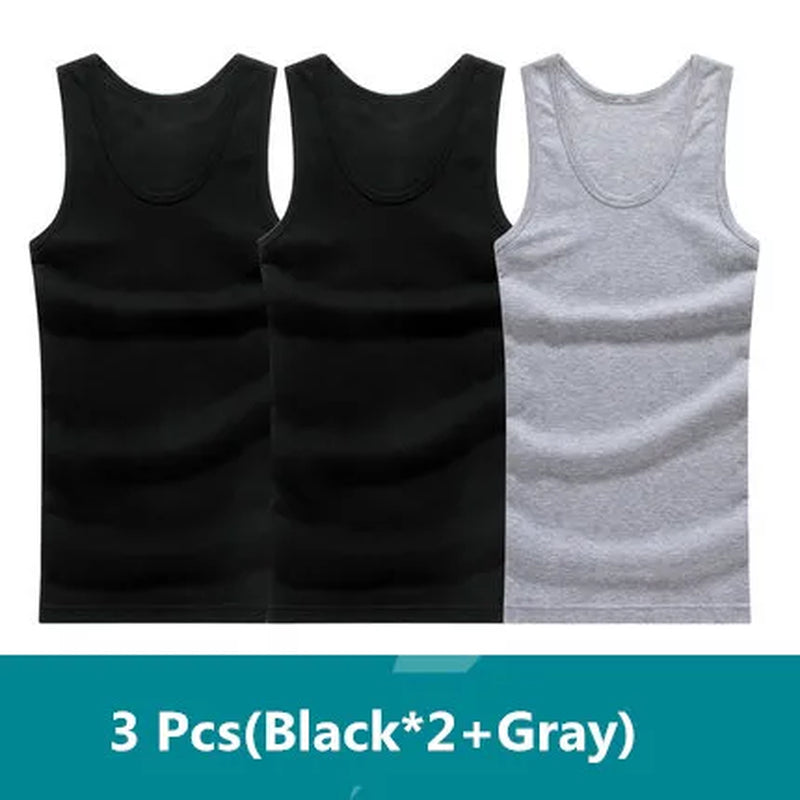 3Pcs/Lot Man'S 100% Cotton Solid Seamless Underwear Brand Clothing Mens Sleeveless Tank Vest Comfortable Undershirt Undershirts