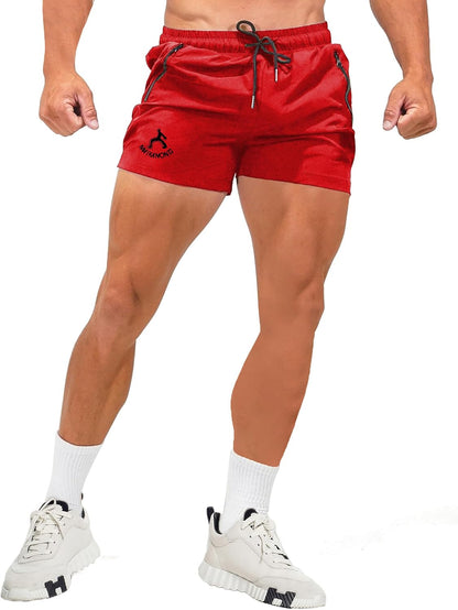 Mens Workout Gym Shorts Quick Dry Running Shorts with Liner Training Athletic Shorts with Zipper Pockets