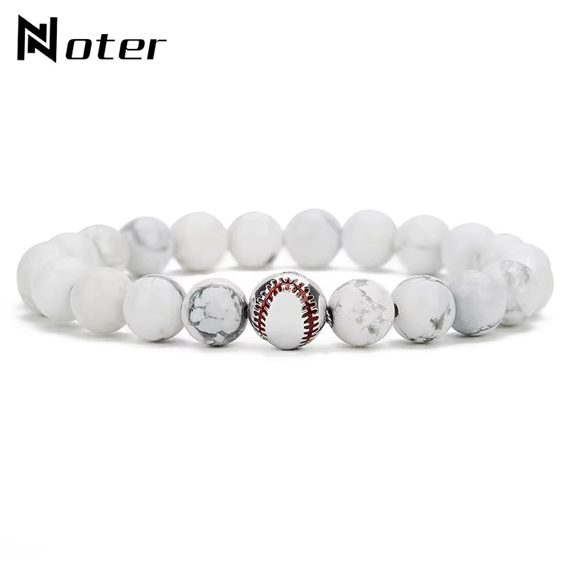 Minimalist Baseball Bracelet Unisex Natural Lava Onyx Stone Braslet Beaded Meditation Yoga Braclet Pulsera Homme Accessories