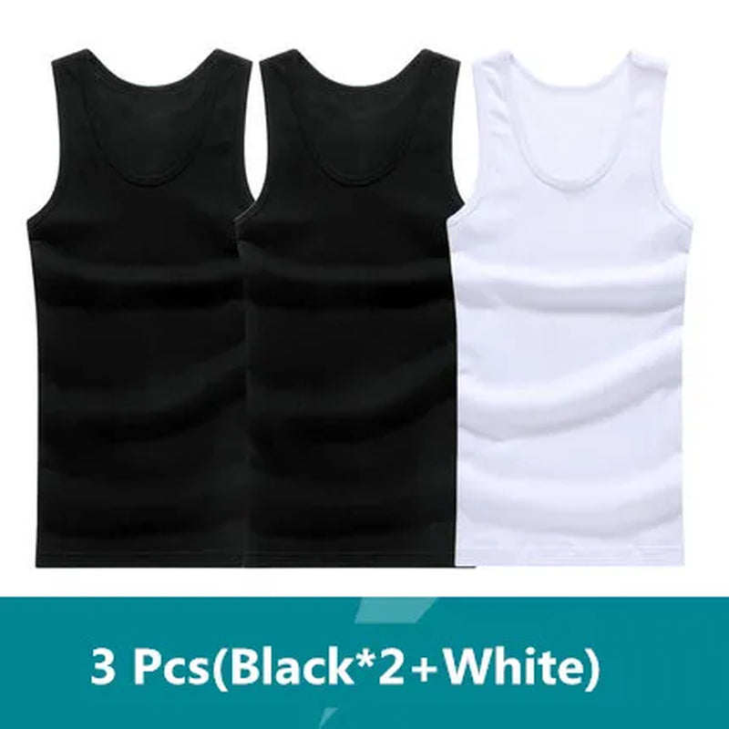 3Pcs/Lot Man'S 100% Cotton Solid Seamless Underwear Brand Clothing Mens Sleeveless Tank Vest Comfortable Undershirt Undershirts