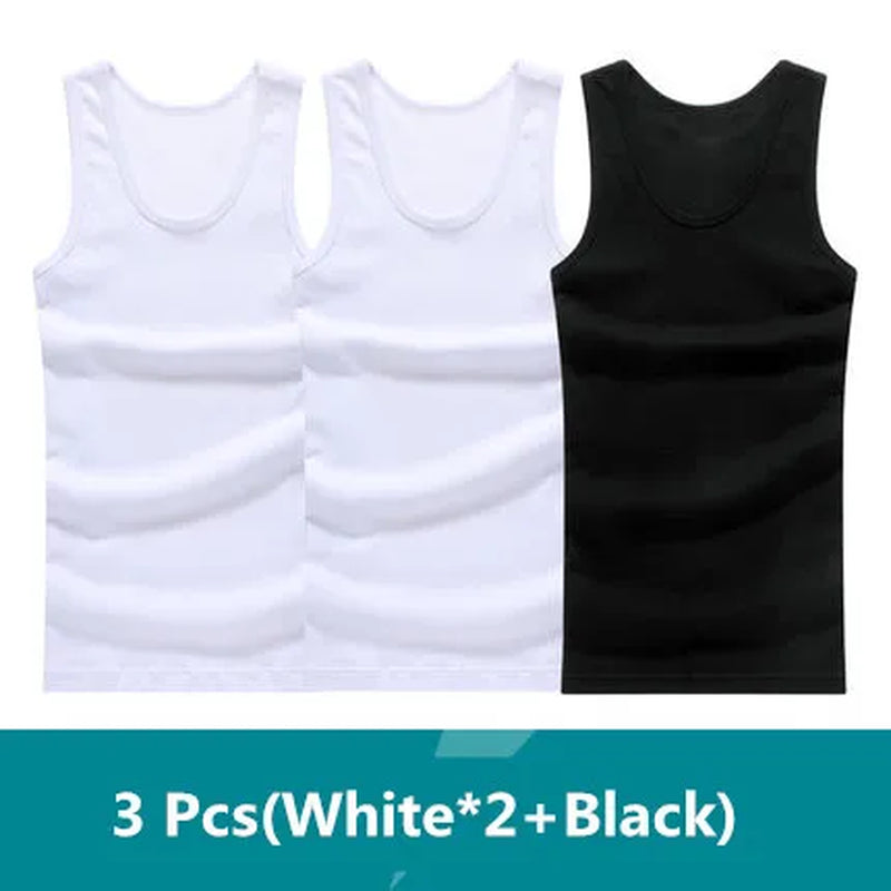 3Pcs/Lot Man'S 100% Cotton Solid Seamless Underwear Brand Clothing Mens Sleeveless Tank Vest Comfortable Undershirt Undershirts