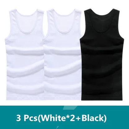 3Pcs/Lot Man'S 100% Cotton Solid Seamless Underwear Brand Clothing Mens Sleeveless Tank Vest Comfortable Undershirt Undershirts