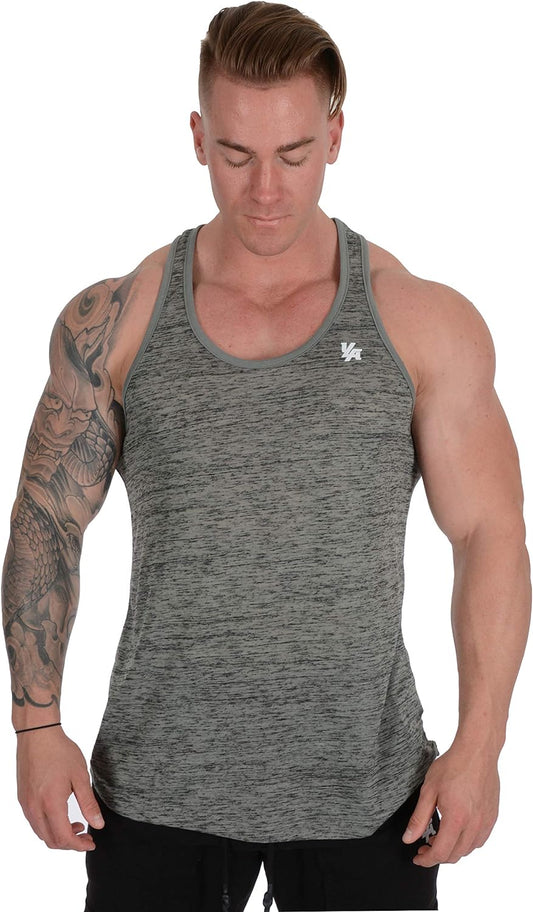 Stringer Tank Tops for Men | Workout Muscle Y Back | Gym Bodybuilding Clothing | 302 (Sage Black, Medium)