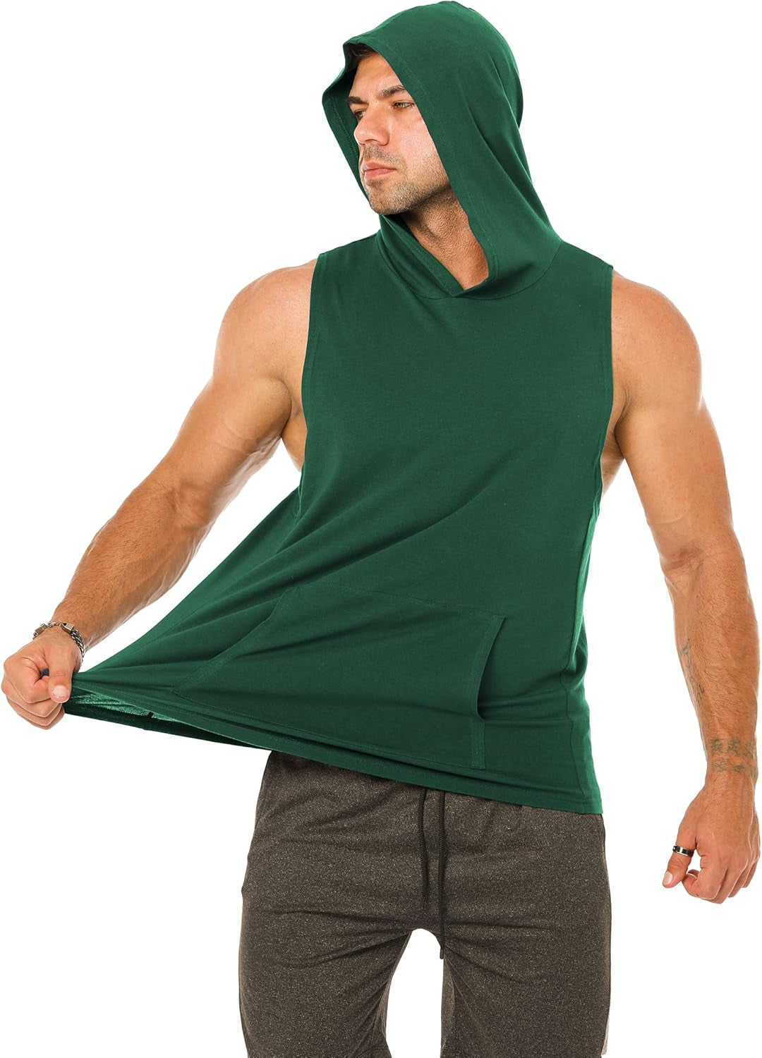 Mens Sleeveless Stretchy Sports Hooded Tank Tops Casual Muscle T Shirts Cool Summer Bodybuilding Workout Gym Hoodies