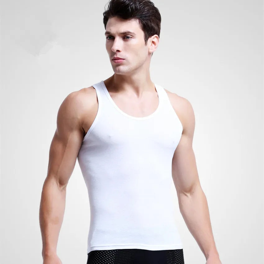 3Pcs/Lot Man'S 100% Cotton Solid Seamless Underwear Brand Clothing Mens Sleeveless Tank Vest Comfortable Undershirt Undershirts