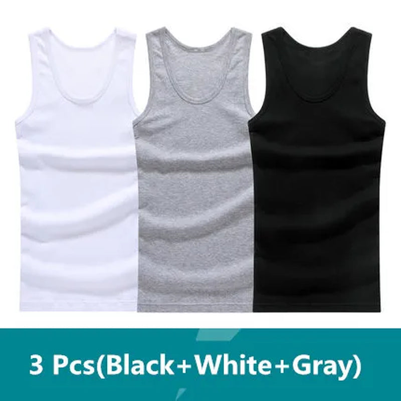 3Pcs/Lot Man'S 100% Cotton Solid Seamless Underwear Brand Clothing Mens Sleeveless Tank Vest Comfortable Undershirt Undershirts