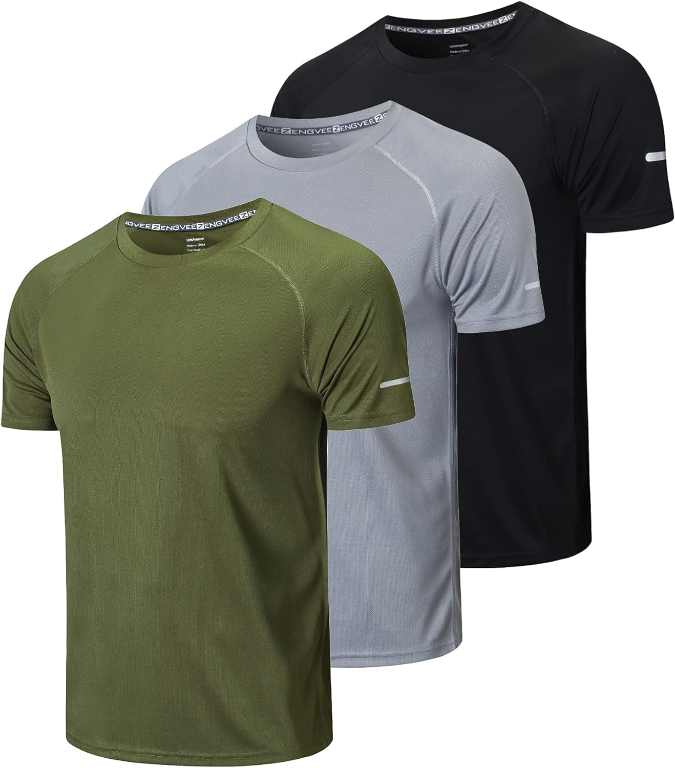 Men'S 3 Pack Workout Shirts Quick Dry Moisture Wicking Short Sleeve Mesh Athletic T-Shirts