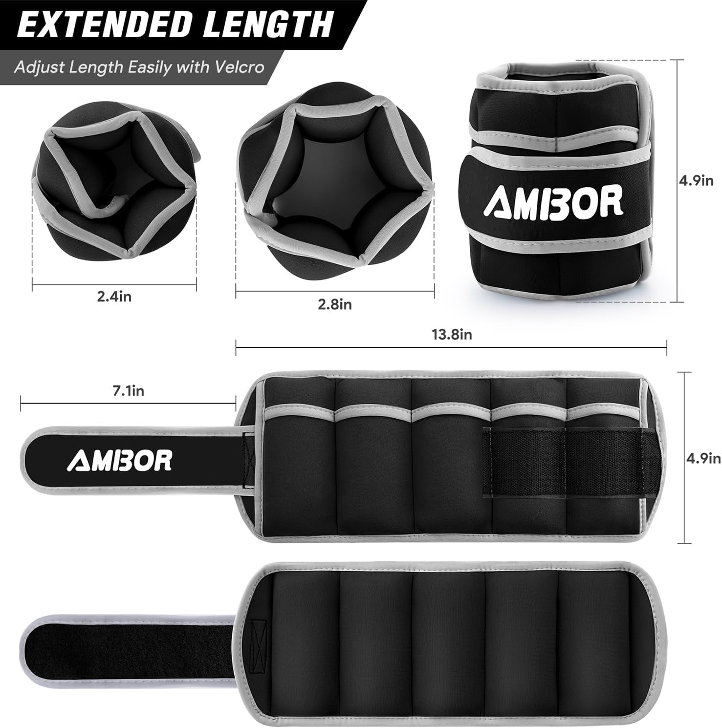 Ankle Weights, Adjustable Leg Weights Straps for Exercise, Wrist Weight Set for Women and Men, Black